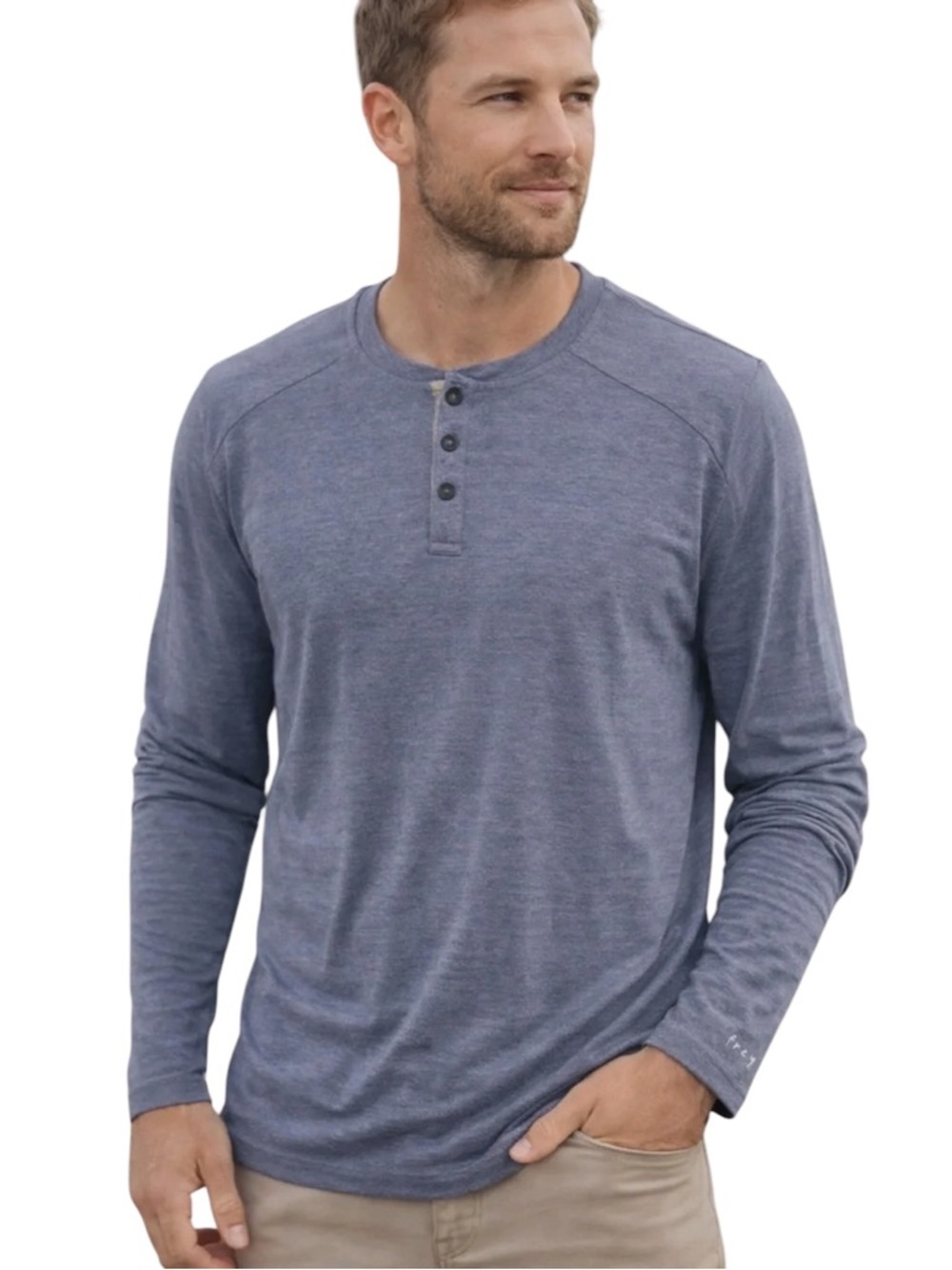 Free Fly Apparel Bamboo Flex Henley Heathered blue Men's Size Med